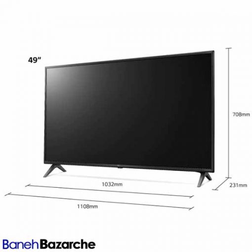 ابعاد و طراحی صفحه تخت تلویزیون الجی UN7100 سایز 49 اینچ LG 49UN71006